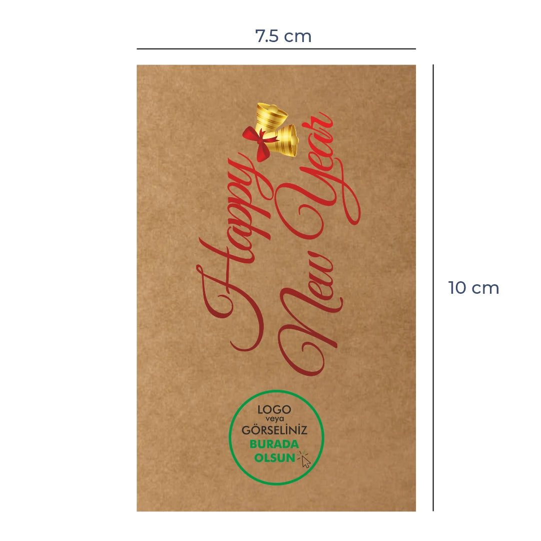 Yılbaşı Kraft Tebrik Kartı – 15 Farklı  Tasarım - Özelleştirilebilir - 10x7.5 cm