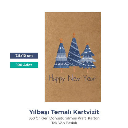 Yılbaşı Kraft Tebrik Kartı – 15 Farklı  Hazır Tasarım - 10x7.5