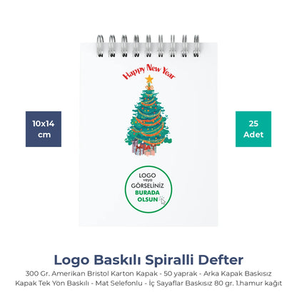 Yılbaşı Kuşe Not Defteri – 19 Farklı  Tasarım - Özelleştirilebilir - 10x14 cm