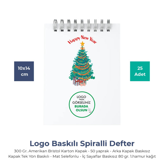 Yılbaşı Kuşe Not Defteri – 19 Farklı  Tasarım - Özelleştirilebilir - 10x14 cm