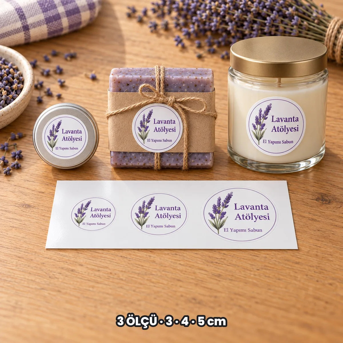 Yuvarlak etiket seçenekleri: 3 ÖLÇÜ, 3, 4, 5 cm