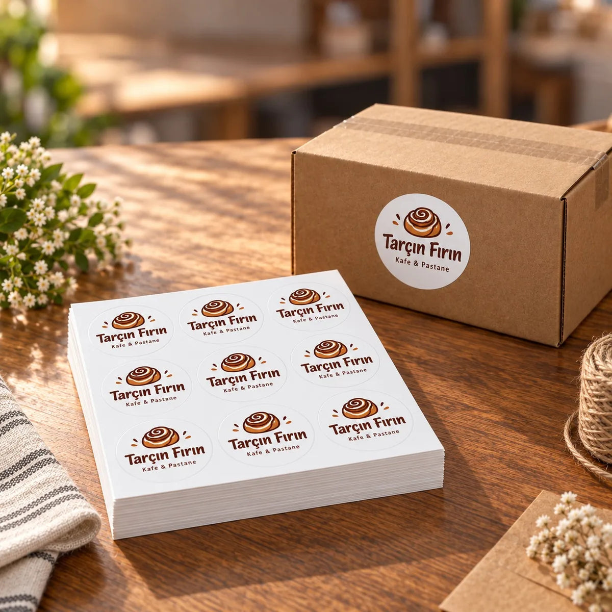 Yuvarlak sticker teslim şekli: sipariş elinize böyle ulaşır